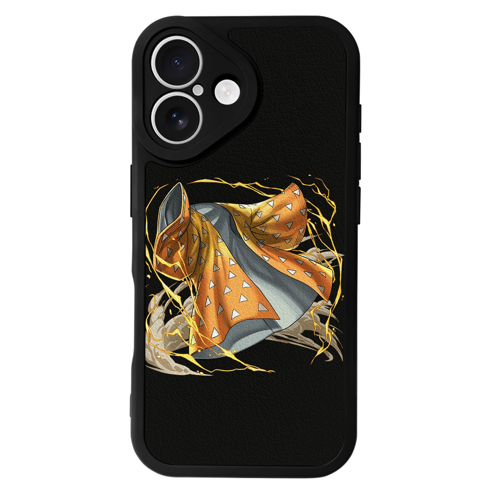 （画像用） 鬼滅の刃（きめつのやいば）我妻 善逸／あがつま ぜんいつ Agatsuma Zenitsu 【iPhone 16シリーズ対応】シリコンスマホケース（レザー調） 材質：シリコン